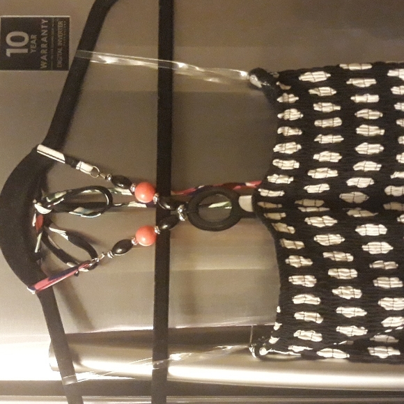 NWT Black-white Halter Tank Top Maxi Dress. Beautifil Jeweled Halter Straps. - Picture 2 of 4